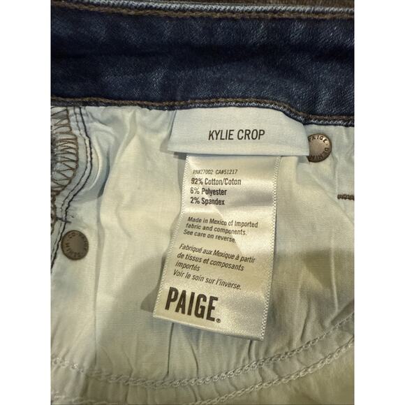 Paige Denim-Womens Kylie Crop-Denim Dark Wash Distressed Hem Jeans-Size W25 - Picture 10 of 16